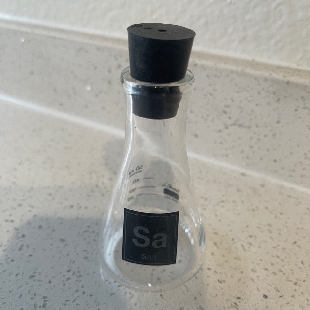 Periodic table glass salt shaker NWOT